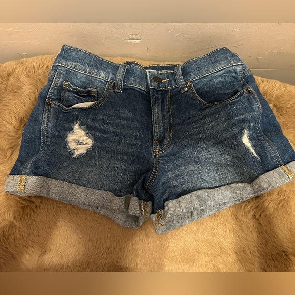 OLD NAVY- RIPPED BOYFRIEND MID-RISE JEAN SHORTS - Picture 1 of 4